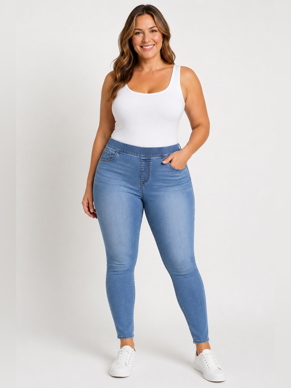 Nine West Jeans Pull-On Skinny Jeans Women’s Size 12 Blue Stretch Denim #1115